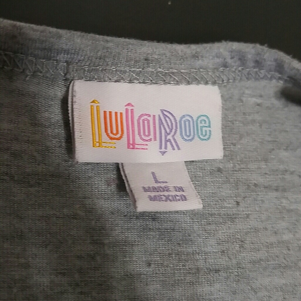 Lularoe Randy Raglan Gray Floral Tee Size L - Picture 5 of 7